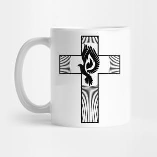 The cross of Jesus and the dove - a symbol of the Holy Spirit Mug